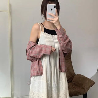 Mire Pintuck Lace Long Dress