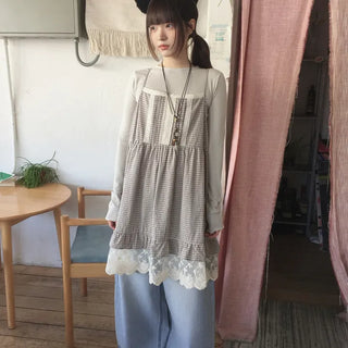 Mori Girl Pintuck Lace Dress