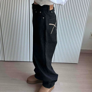 Vintage Washed Wide Straight Denim Pants
