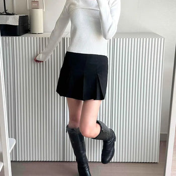 Ribbed Square Neck Layered Slim Knit