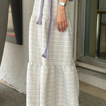 26SS Pastel Check Tiered Skirt