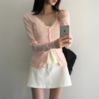 Melise Heart Button Cardigan Sleeveless Set