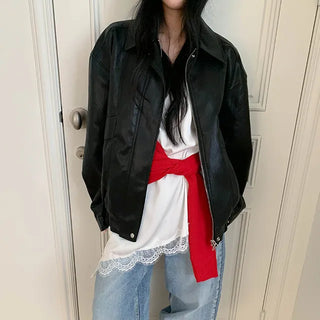 Rib Leather Jacket