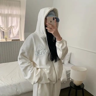 Heren embroidered zip-up hoodie