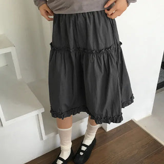 frilled midi skirt in the lobby