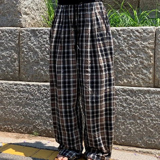 Peacock Check Nylon Banding Pants