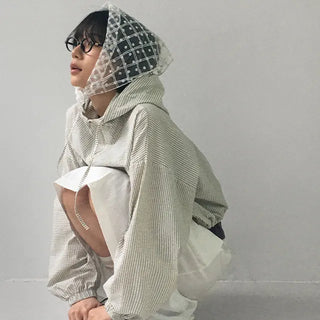 Bayen striped seersucker windbreaker