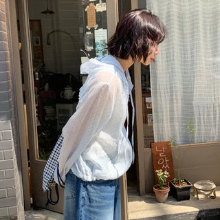 Avrin See-through Frill Dot Windbreaker