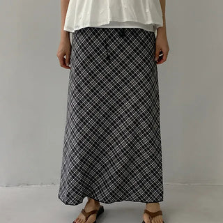 Torin check maxi long skirt