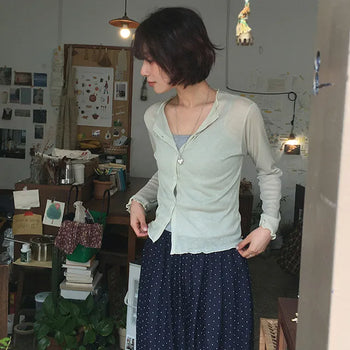 Roel See-through Asymmetrical Cardigan