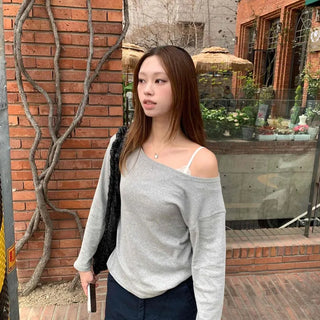 Afternoon Slide Neck Slim Long Sleeve T-Shirt