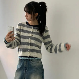 Miel Striped Loose Fit Cardigan