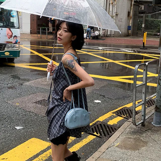 Chanted Drape Check Sleeveless Dress