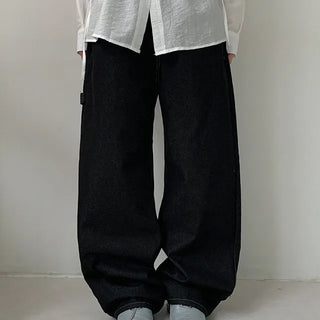 Casio embroidered wide raw denim pants