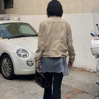 Finesse High-Neck Suede Buckle Jacket