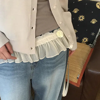 Shimmer Rose Frill Layered Skirt Belt