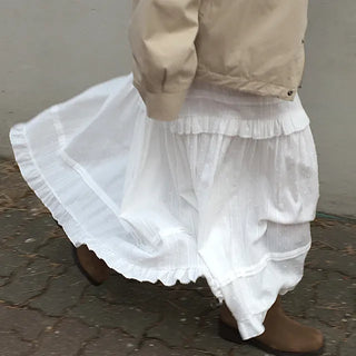 Glitz Popcorn Frill Lace Tiered Long Skirt