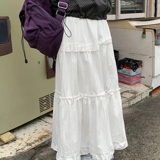 Sack frill tiered long skirt