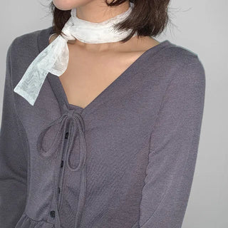 Pearl frill tiered ribbon cardigan