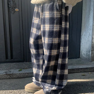 Chakan Check Wide Elastic Pants