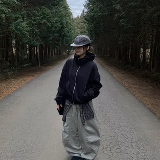 Ens High-Neck Buckle Zip-Up Hoodie