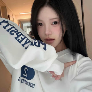 Projector University No. 2 Arch Logo Front and Back Print Loose Fit Sweatshirt