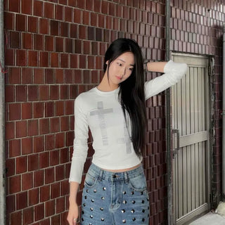 Studded Straight Denim Long Pants