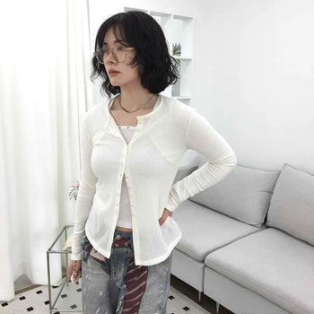 Wide-Fit Classic Washed Striped Tie Denim Long Pants