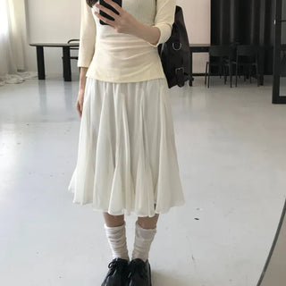 Flare chiffon midi skirt (one color)