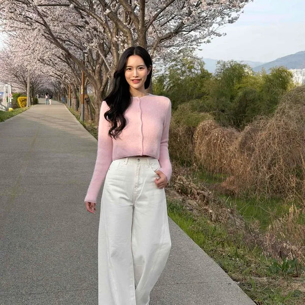 Zipper Button Wide Daily Long Pants