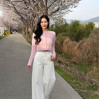 Zipper Button Wide Daily Long Pants