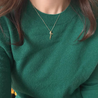 Love Lettering Pendant Cubic Dangling Silver Necklace