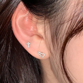 (Set) Cubic Wishcore Piercing Set Wing Star Cross Piercing Surgical Steel 8mm Earrings Labret Bar