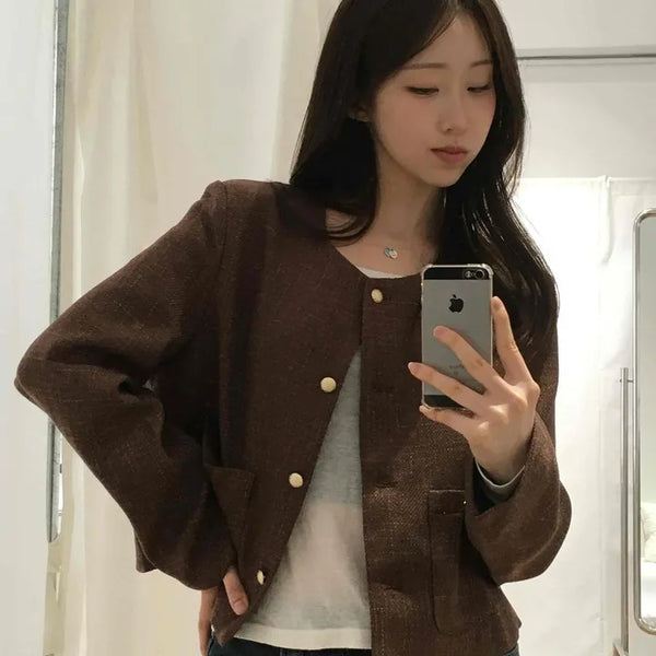 Snap Short Boxy Fit Jacket