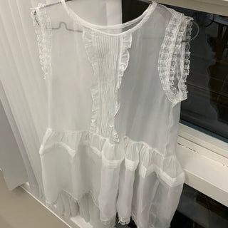 Kyoen Pintuck Frill Sleeveless Blouse