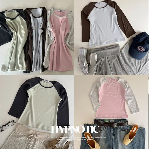 [MADE: In-house Production] Color Block Raglan Sleeve T-shirt [Modal 38%]