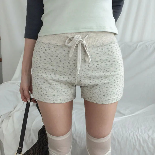 Sevito Flower Elastic Waist Shorts