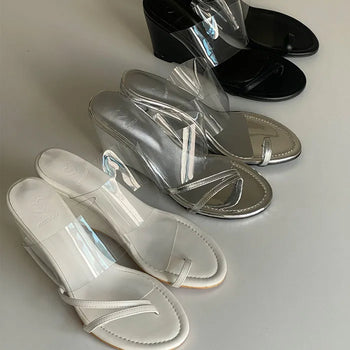 Mirrored PVC Flip-flops Wedge Heels [9CM]