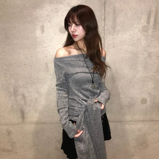 OFF-SHOULDER TIE KNIT