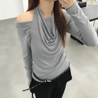 LAYERED HALTER-NECK TEE
