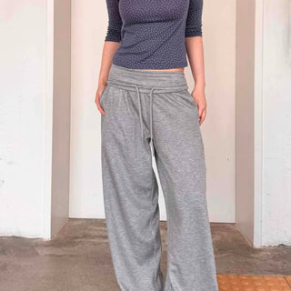 High-waisted Gathered Pocket Semi-flare Long Pants