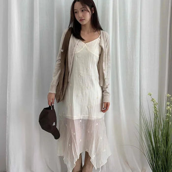 Flower Asymmetrical Shirred Bustier Long Dress