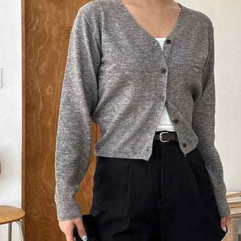 V-neck Short Soft Knit Cardigan