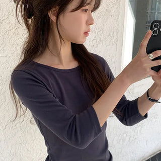 Body Shape Cover Delicate Fit Round Neck T-shirt