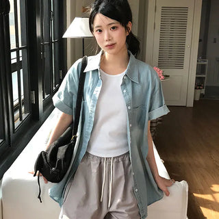 로테 데님 청 남방
