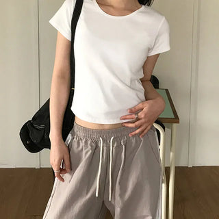 비코 피그먼트 슬림 골지 반팔 티셔츠