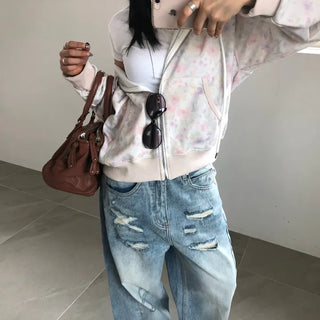 Flower Zip-up Hoodie