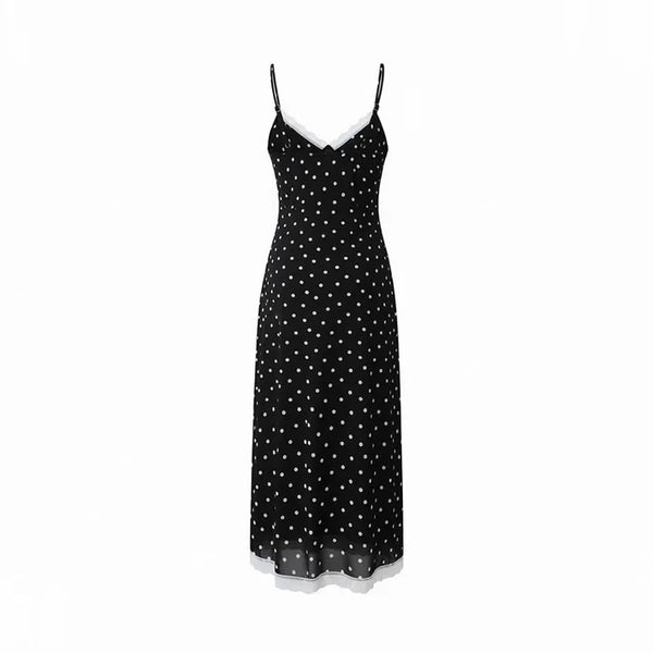 Hepburn Dot Lace Long Dress