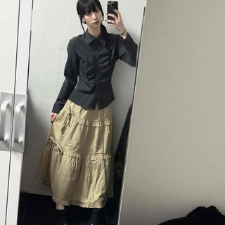 Tiered Ruffle A-Line Long Skirt
