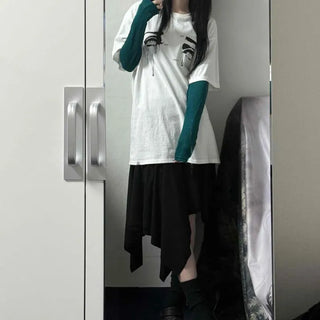 High-waisted Asymmetrical Cut Long Skirt